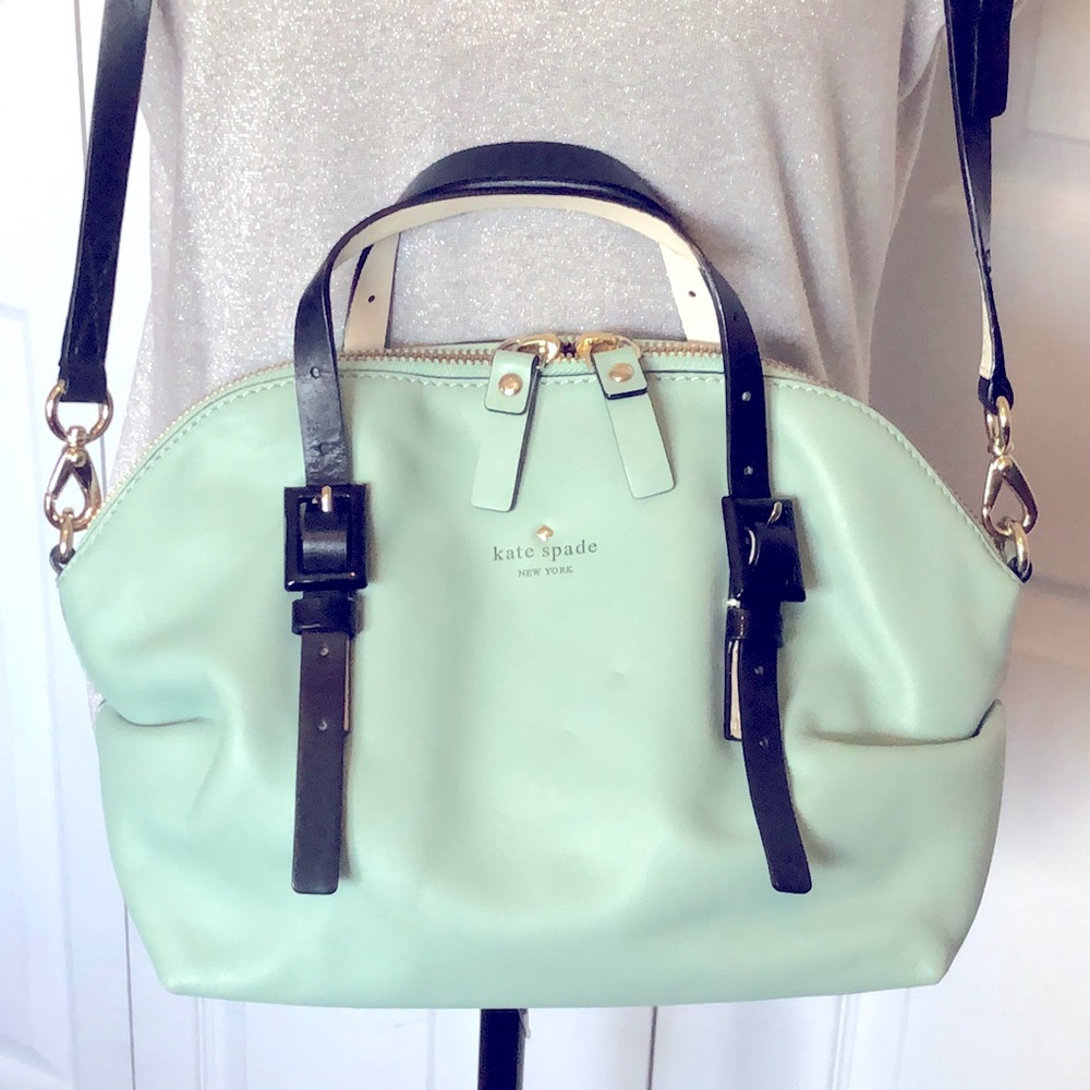 Kate Spade New York Catherine Street Pippa Handbag Mint Green Leather Black ❤️